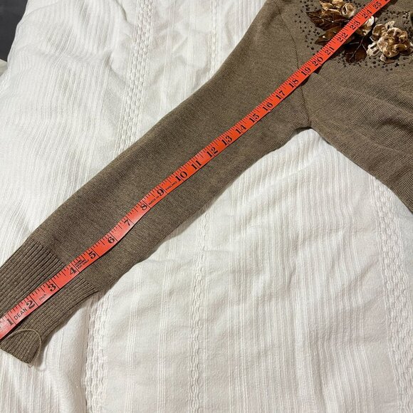 Vintage Wool Blend Embellished Cardigan Brown - M - Picture 13 of 13